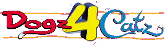 The Petz 4 logo. The logo consists of the word 'Dogz' in red letters, a yellow number 4 and then the word 'Catz' in blue letters. The tail on the 'g' in 'Dogz' has been extended so that it resembles a dog tail and the bottom of the 'z' on 'Catz' has been lenthened to resemble a cat's tail